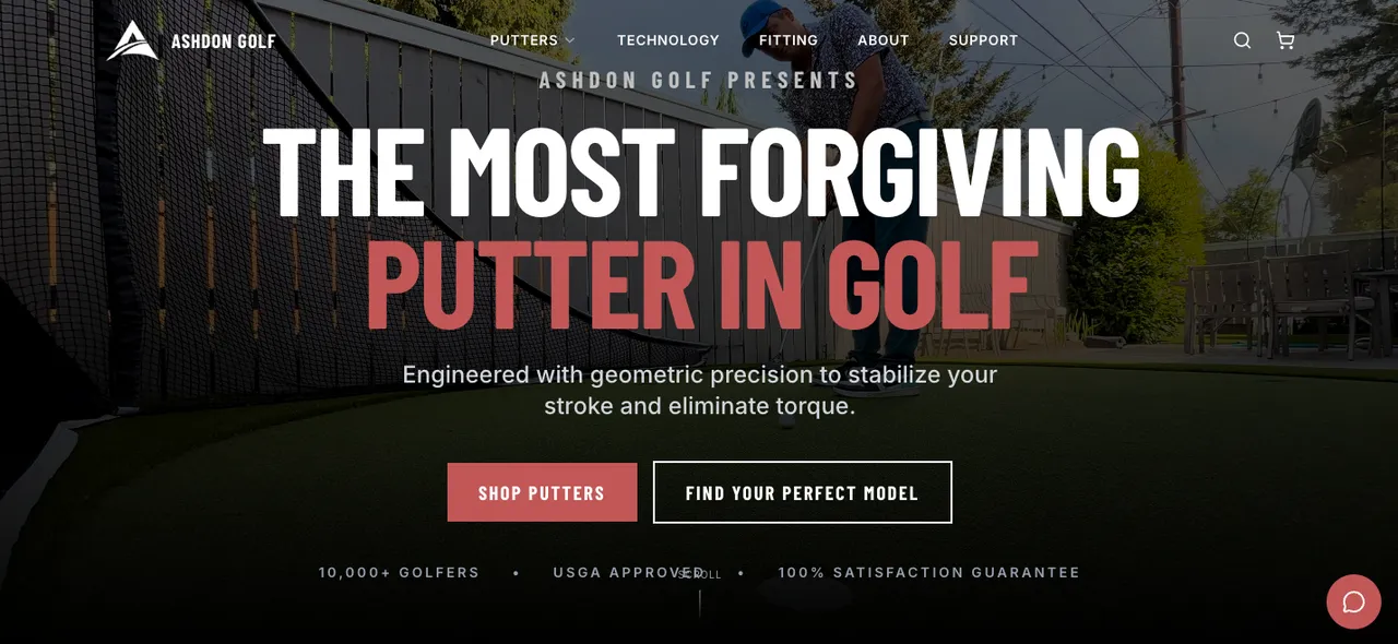 Ashdon Golf rebuilt website hero section
