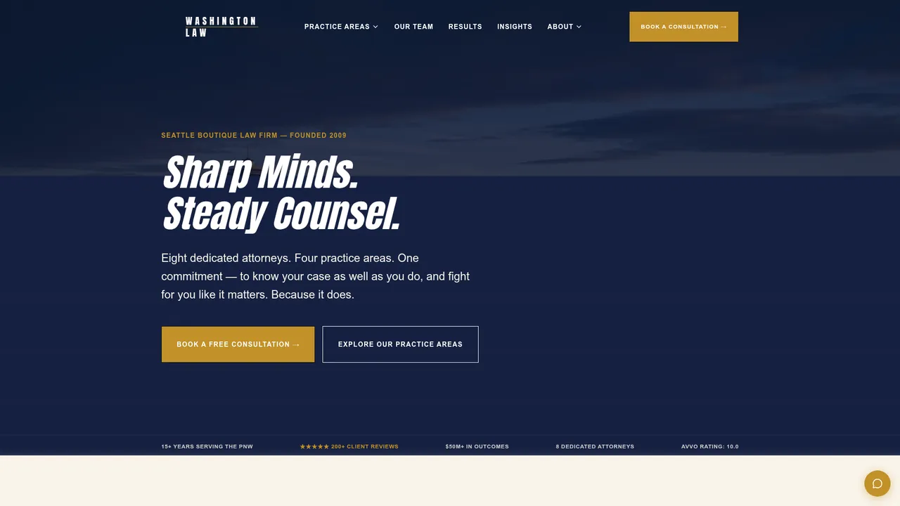 Washington Law demo site homepage