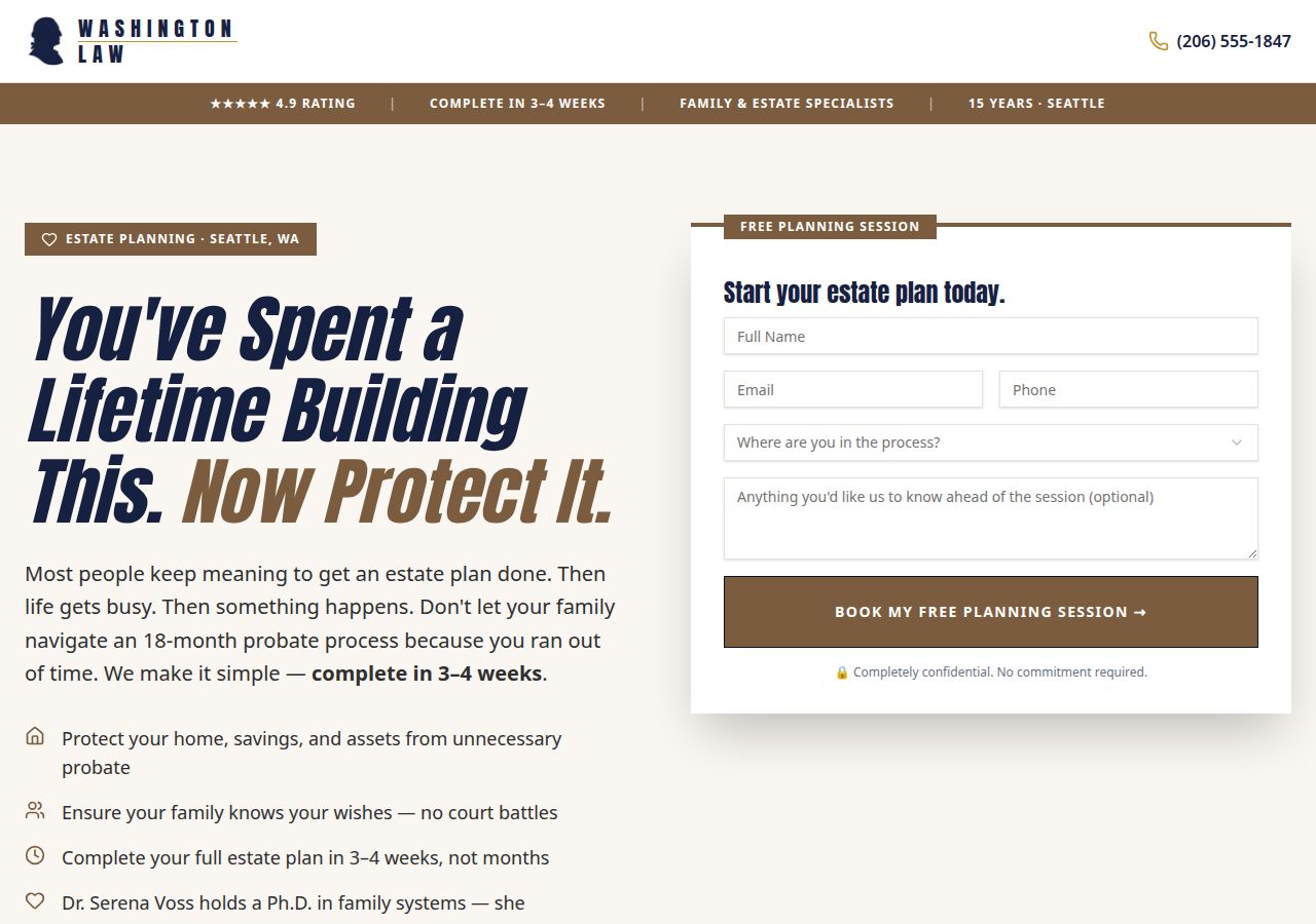 Estate Planning landing page preview