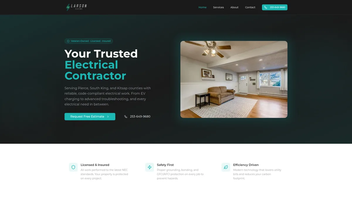 Larson Electric website screenshot