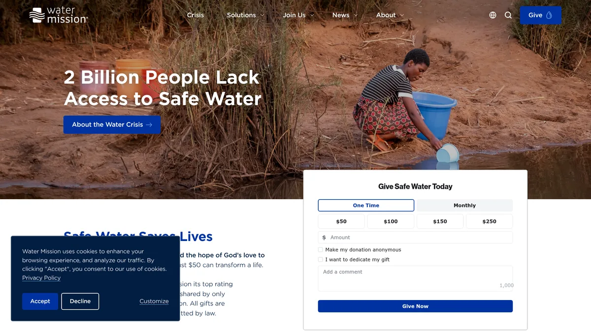 Water Mission website screenshot