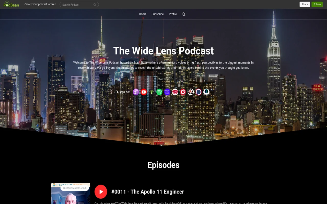 The Wide Lens Podcast website screenshot